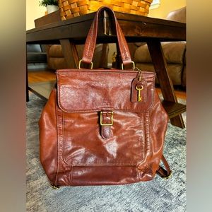 GUC! Fossil Brown Leather Backpack, med size.